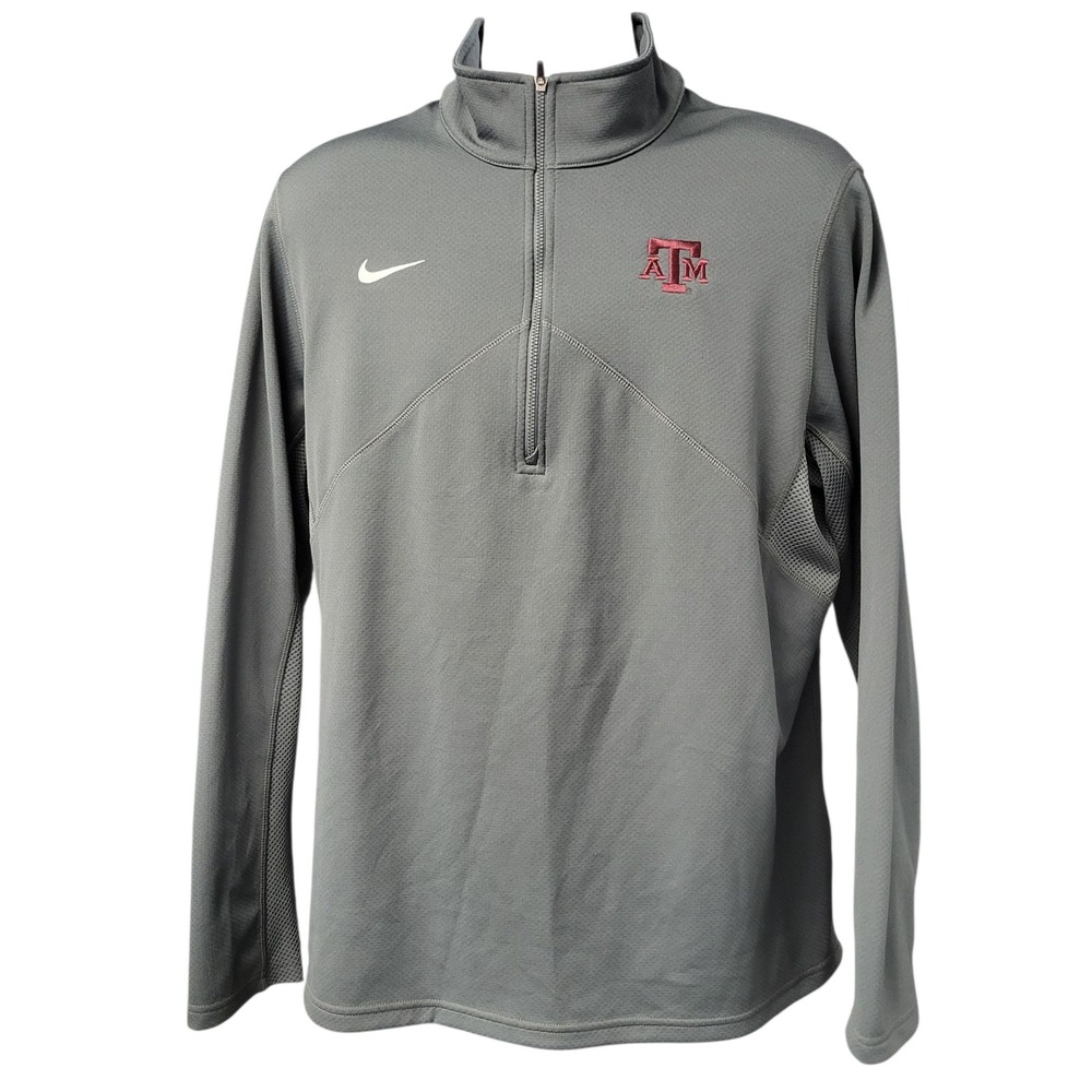 Nike Dri-FIT Texas A&M Aggies Quarter Zip Pullover Sweatshirt  Large‎ Gray E413